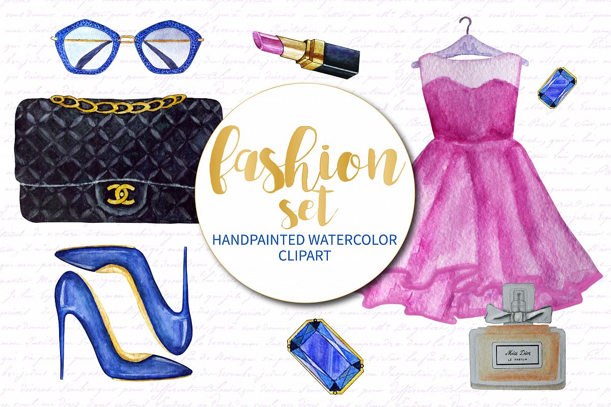 Fashion Watercolor Clipart example image 1