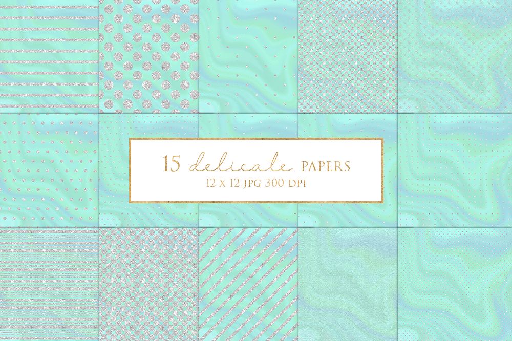 15 Silver Glitter stripes and Dots Digital Paper Pack example image 1