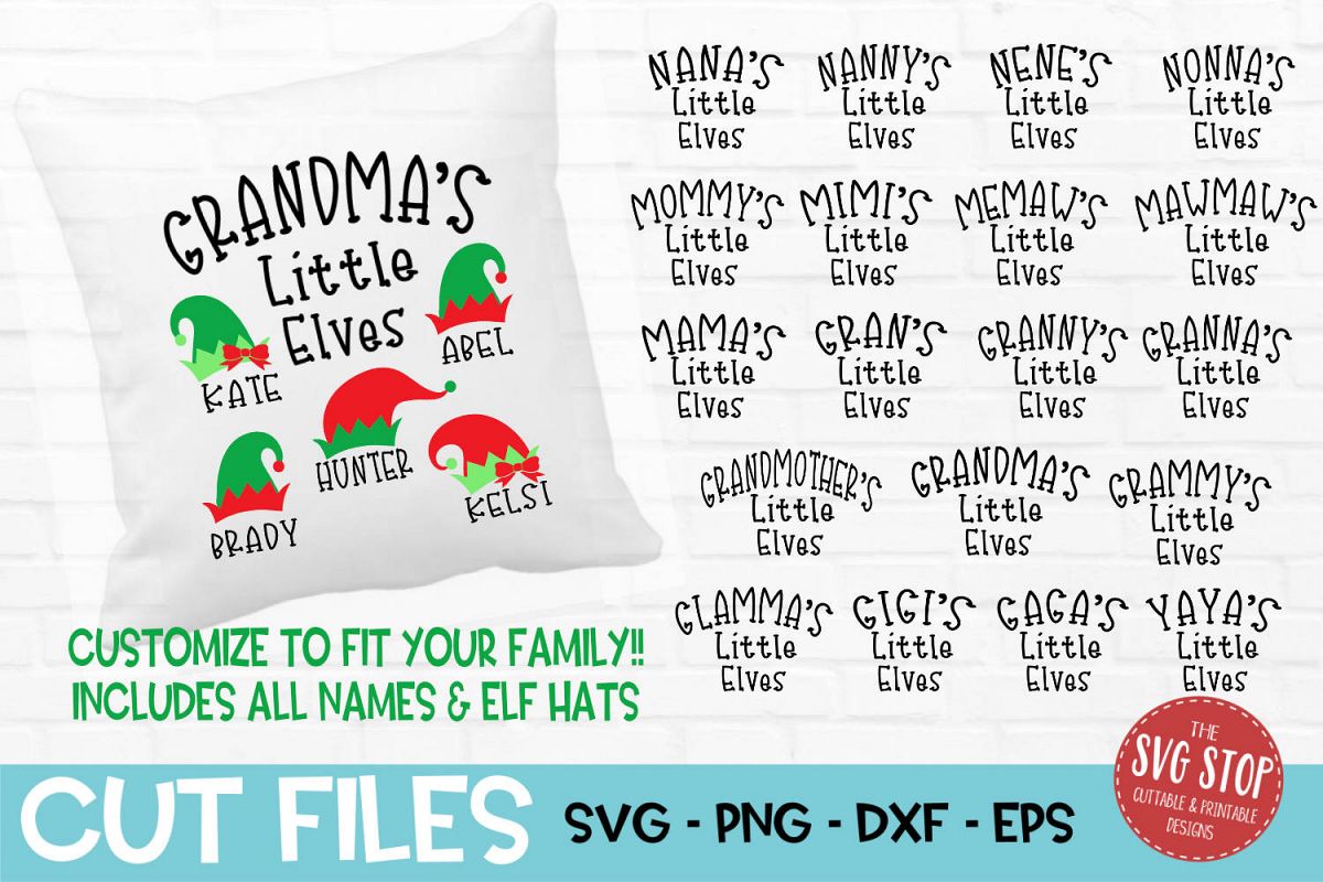 Grandmas Little Elves Christmas Bundle SVG, PNG, DXF, EPS example image 1