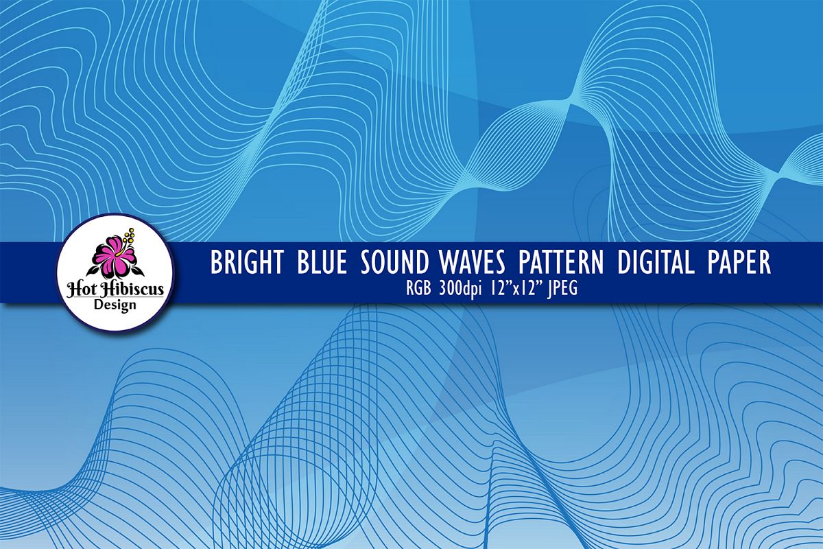 Blue Sound Waves Modern Abstract Background Digital Paper example image 1