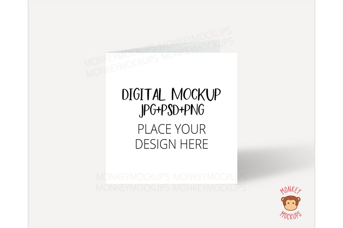 Square Card Mockup - JPG PNG PSD Smart Object example image 1