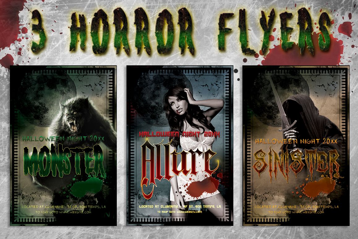3 Halloween Horror Flyer Bundle example image 1