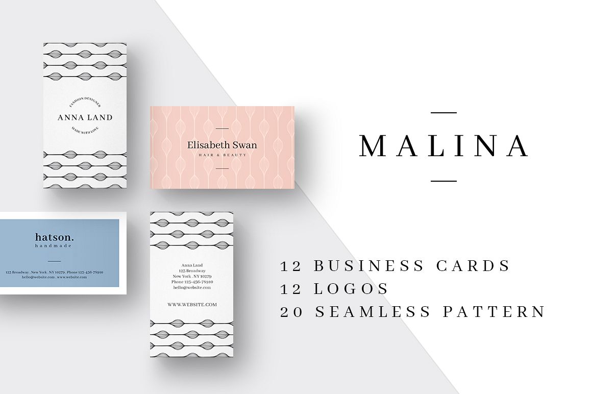 MALINA Business Cards + Logos + Pattern example image 1