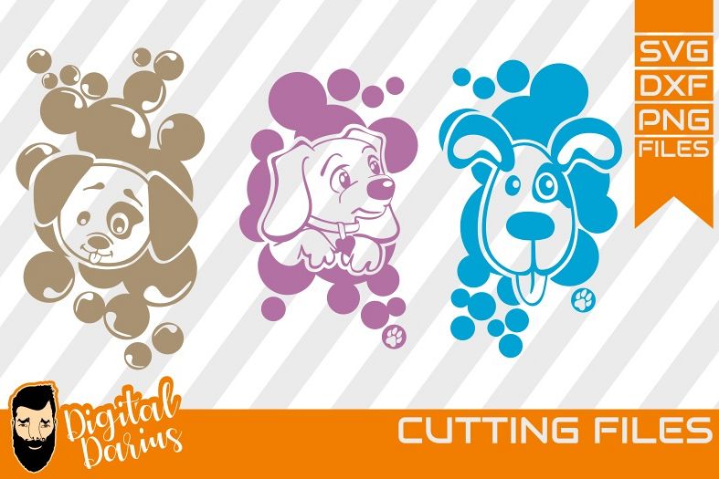 3x Sweet Dog svg, Mongrel, Puppy, Doggy, Cut File, Animals example image 1