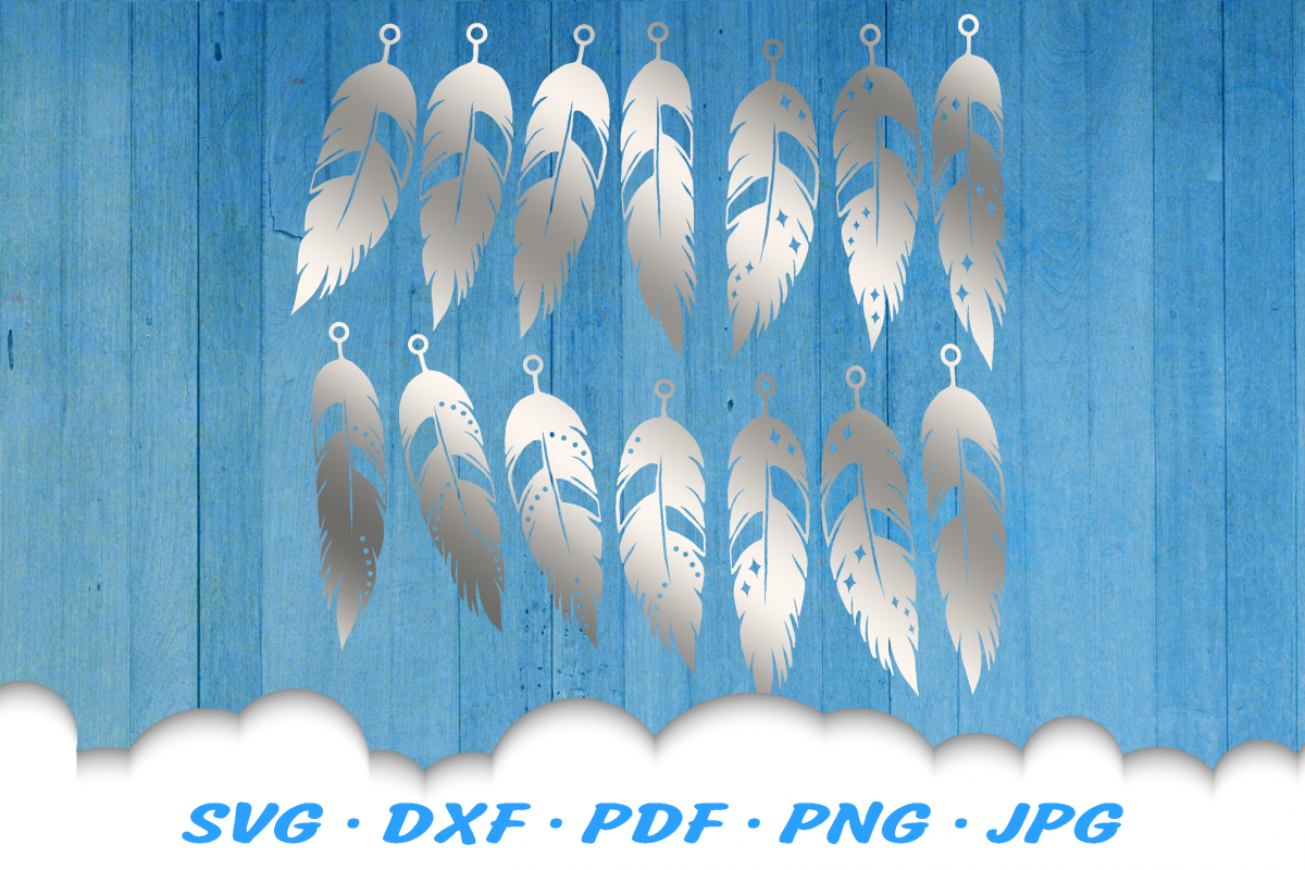Feather Earring Template SVG DXF Cut Files example image 1