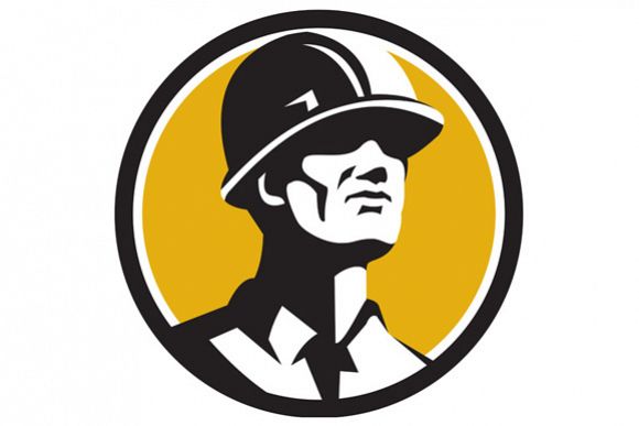 Builder Hardhat Looking Forward Circle Retro example image 1