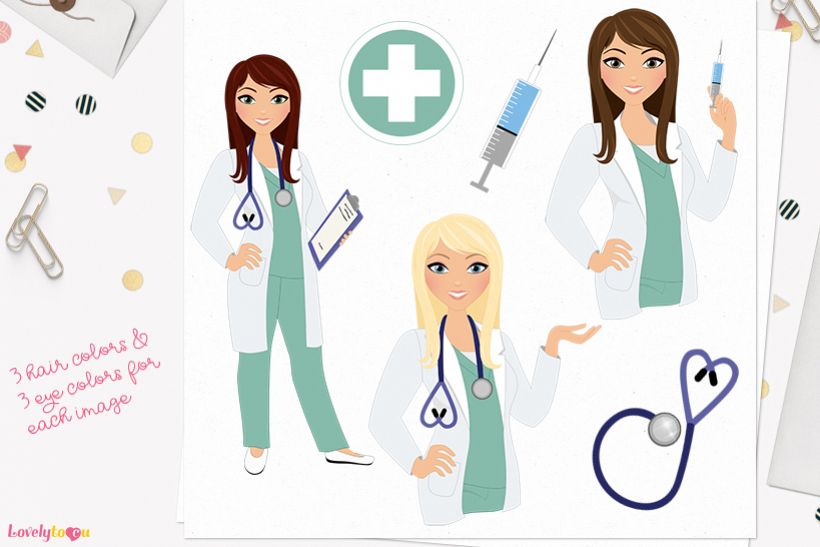 Nurse woman character clip art L395 Zara example image 1