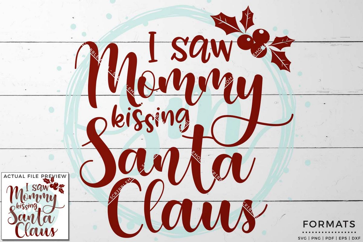 Mommy Kissing Santa Claus SVG example image 1