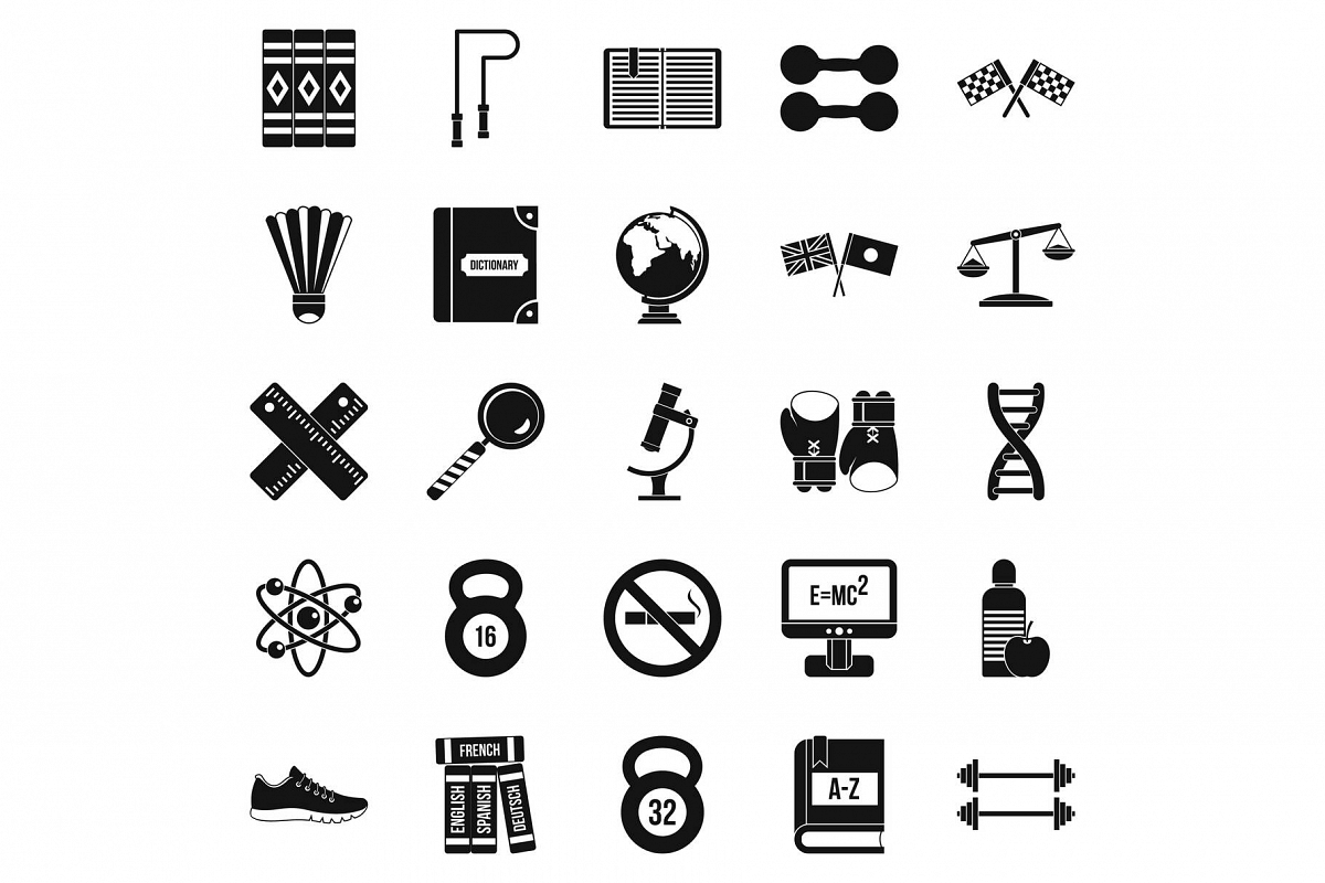 College icons set, simple style example image 1