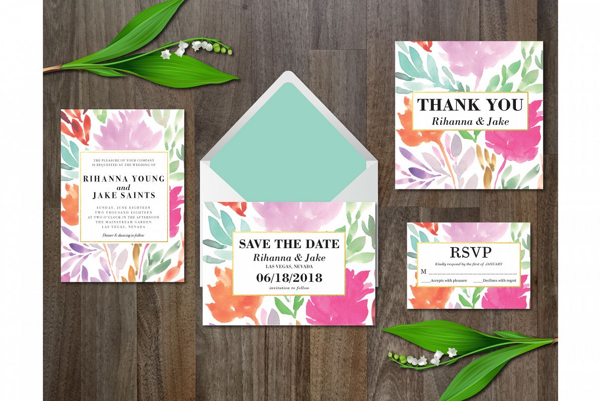 Watercolor Flower Wedding Suite example image 1