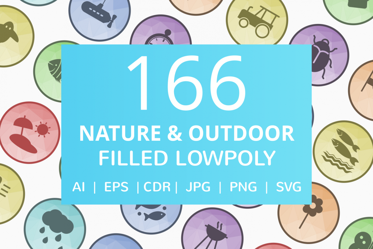 166 Nature & Outdoor Filled Low Poly Icons example image 1