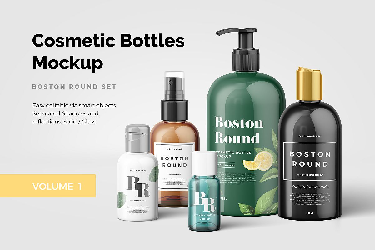 Download Cosmetic Bottles Mockup Vol.1 PSD Mockup Templates