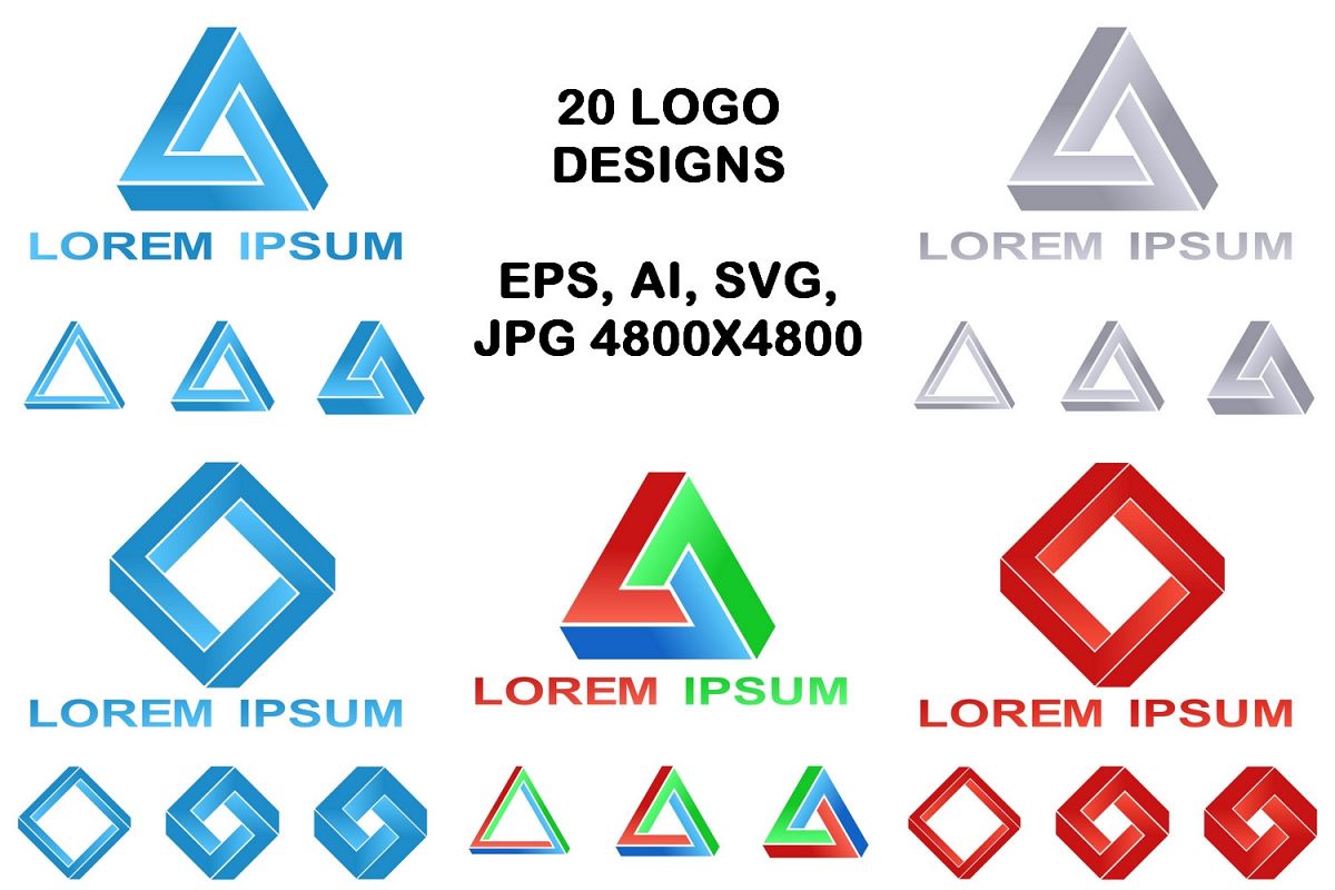 20 impossible polygon logo designs (EPS, AI, SVG, JPG 4800x4800) example image 1
