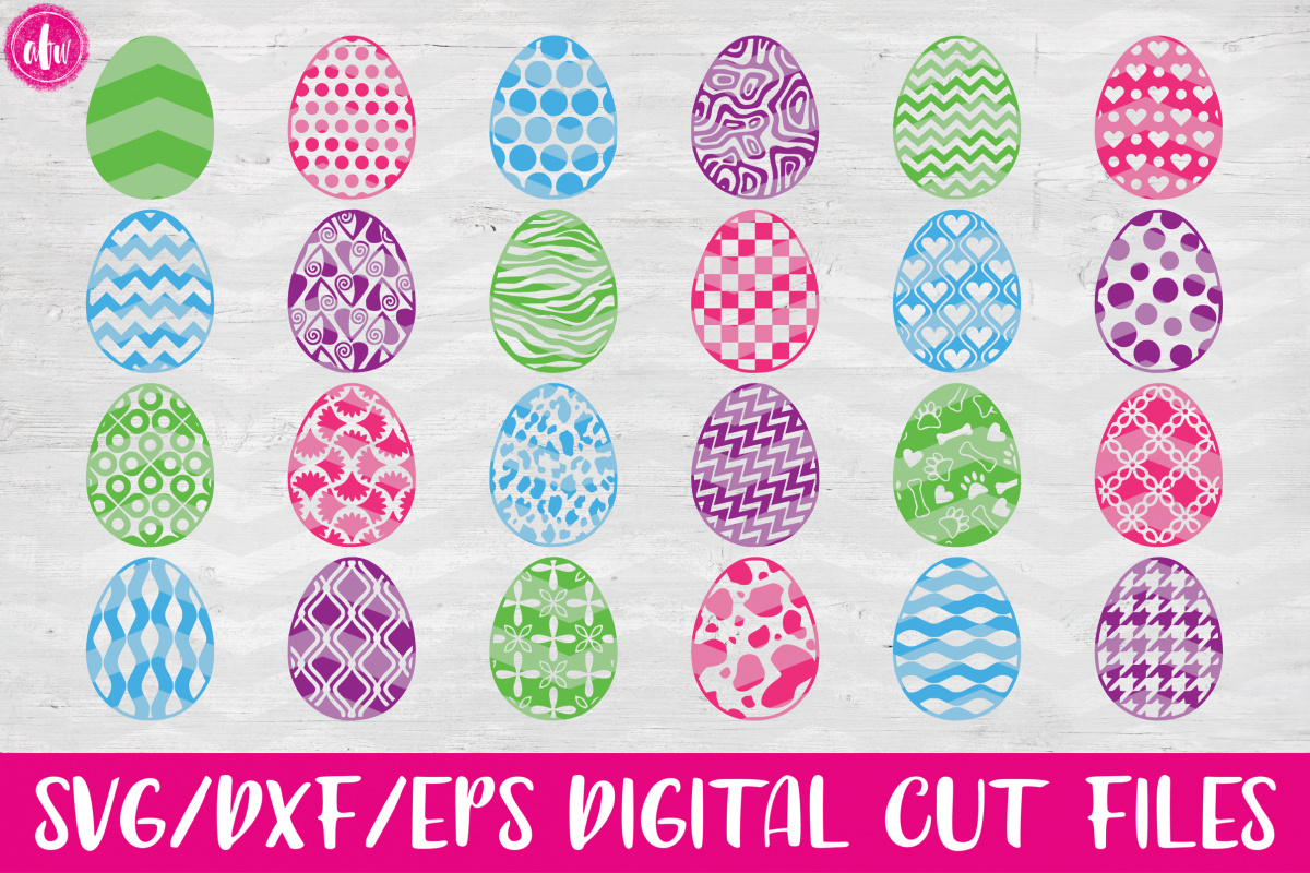 Pattern Easter Eggs Set of 40 - SVG, DXF, EPS Cut Files example image 1