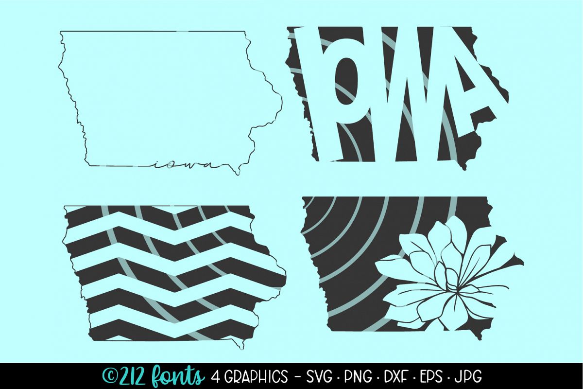 4 - Iowa State Map Graphics Cut File DXF PNG JPG SVG EPS example image 1