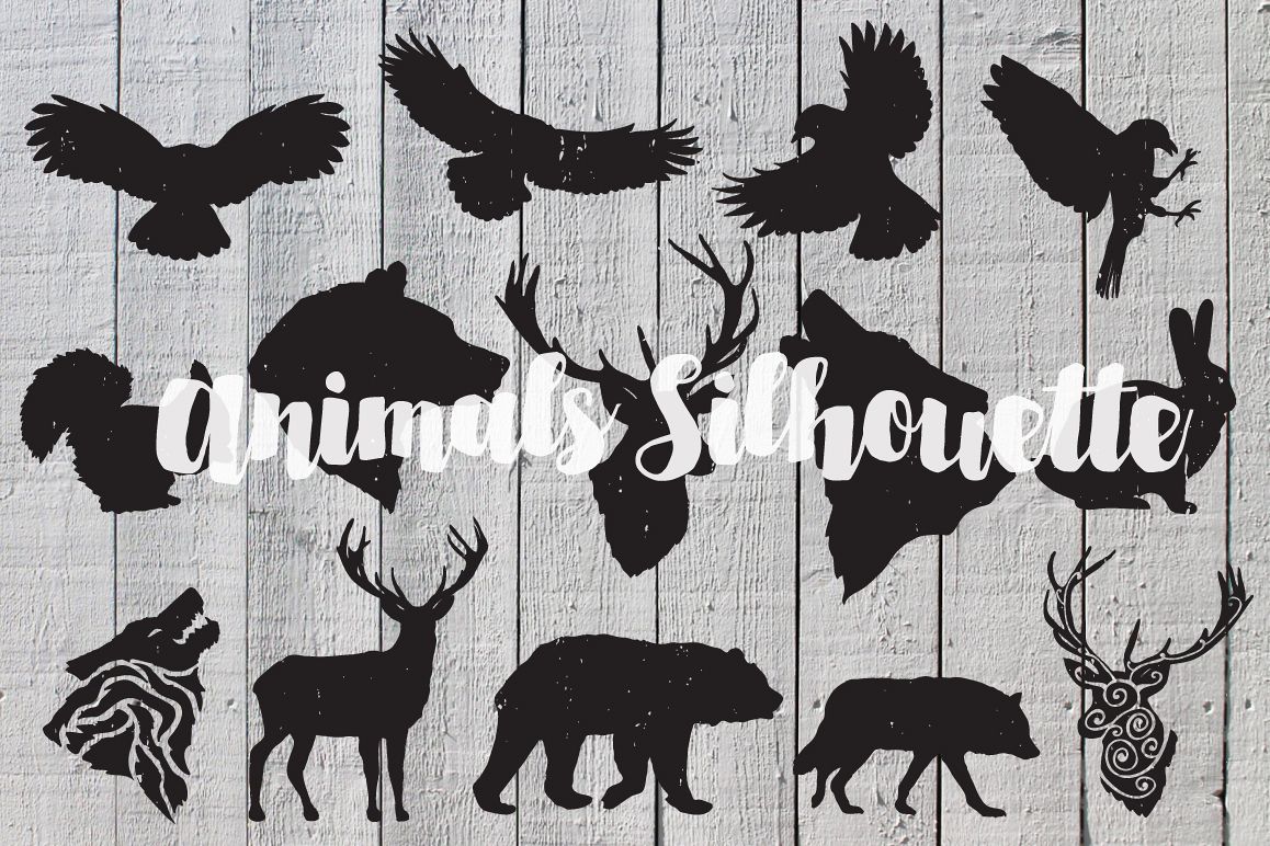 Hand drawn animals silhouette example image 1