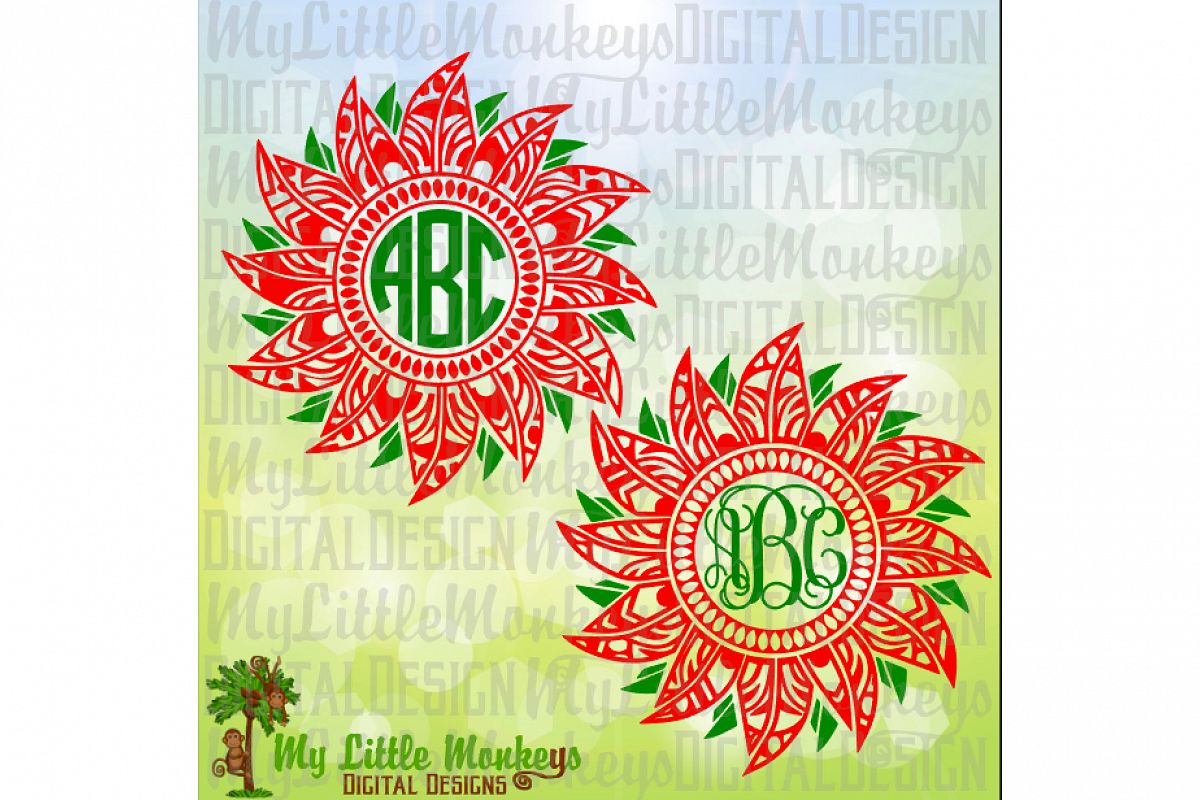 Poinsettia Mandala Monogram Base example image 1