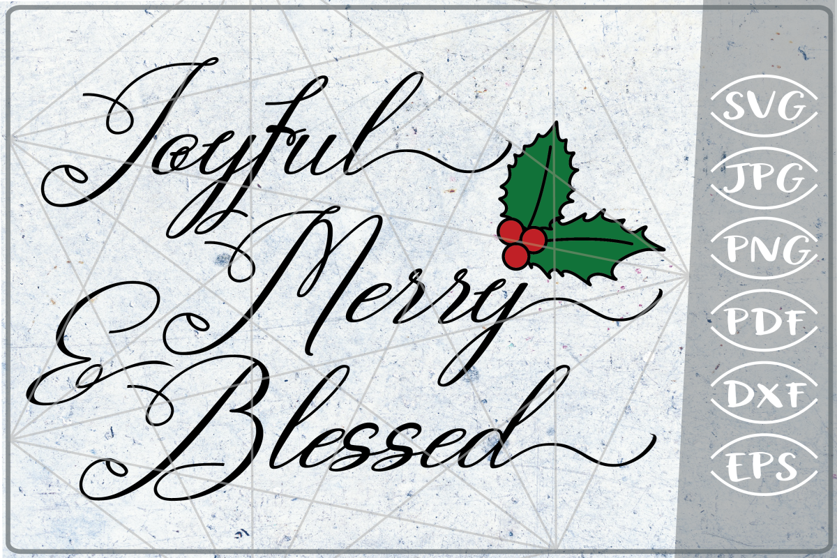 Joyful Merry & Blessed Reindeer Quote SVG Merry Christmas example image 1