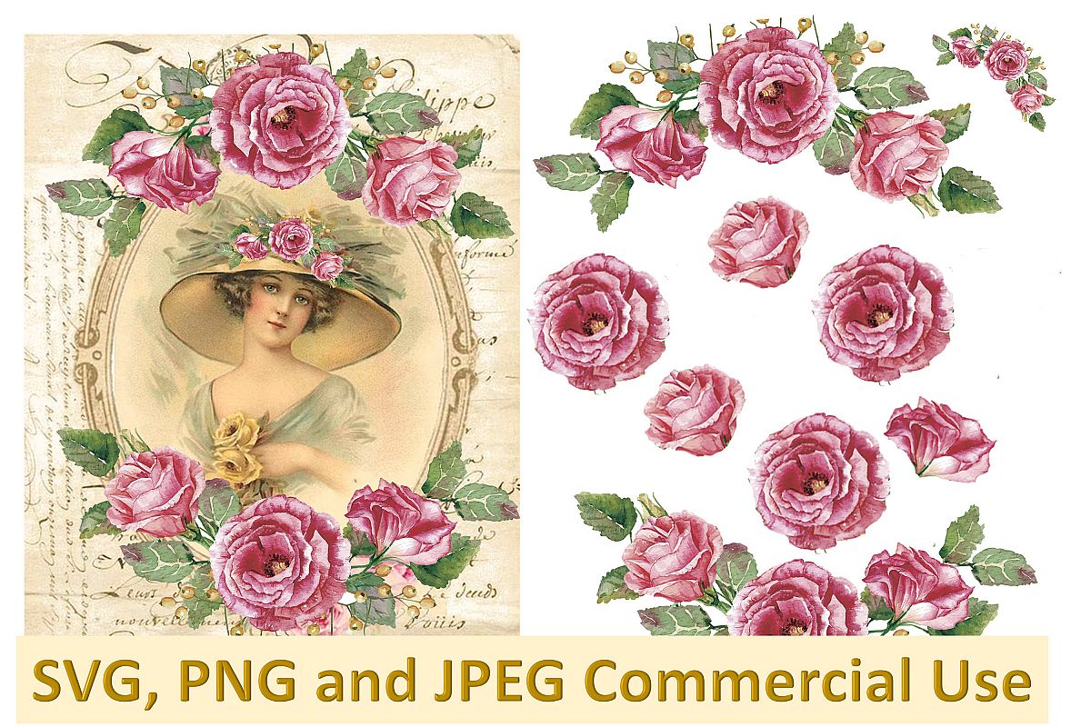 SVG, PNG and JPEG Vintage collage sheet commercial use example image 1
