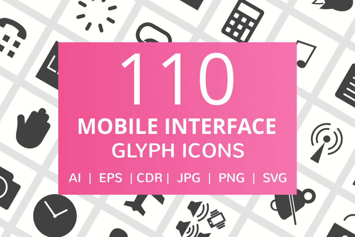 111 Mobile Interface Glyph Icons example image 1
