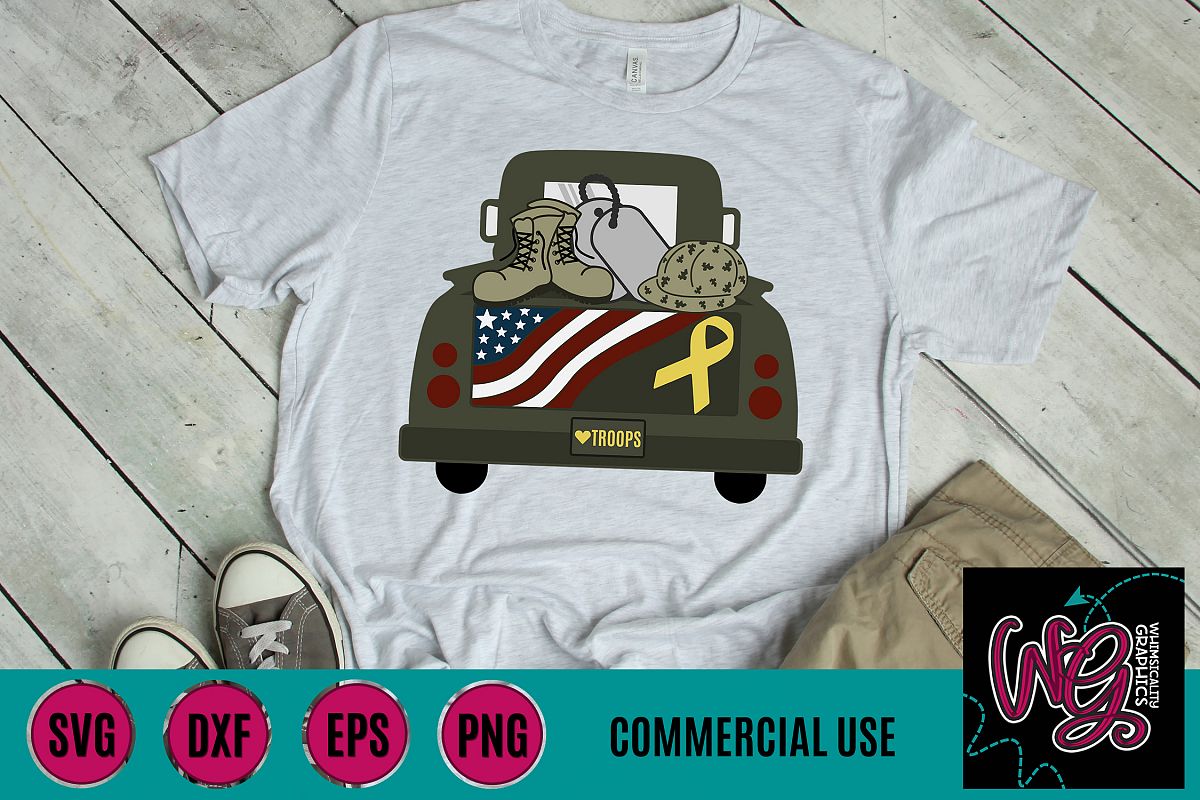Patriotic Military Truck SVG DXF PNG EPS Comm example image 1