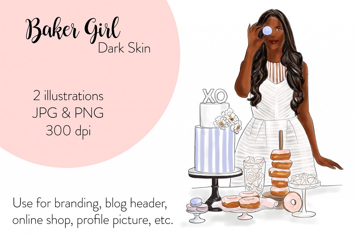 Fashion illustration - Baker Girl - Dark Skin example image 1