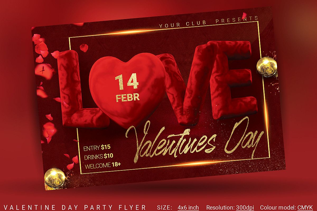 Valentine Day Party Flyer example image 1