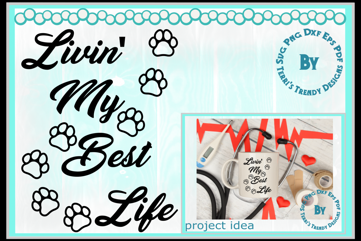 Cat lover livin' the best life cute paws svg png dxf eps pdf example image 1