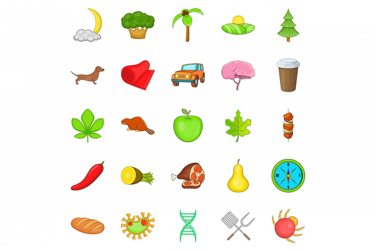 Holiday camp icons set, cartoon style example image 1
