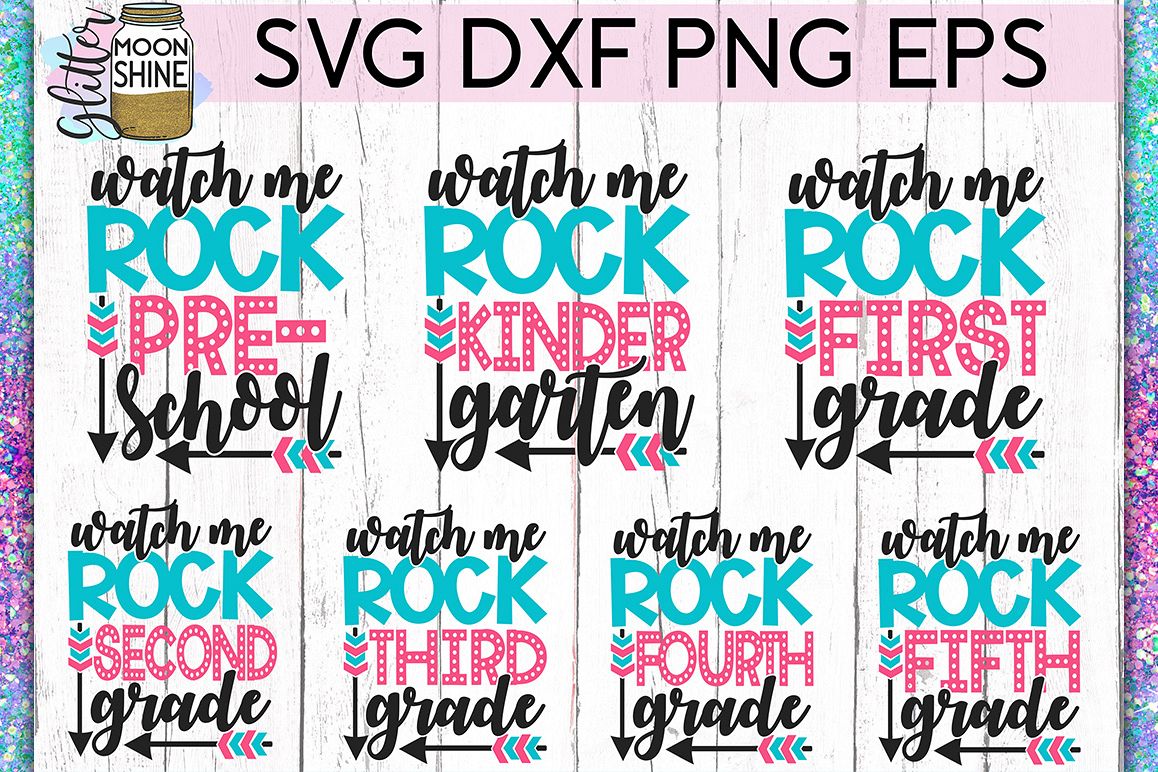 Watch Me Rock School Bundle of 7 SVG DXF PNG EPS Cut Files example image 1
