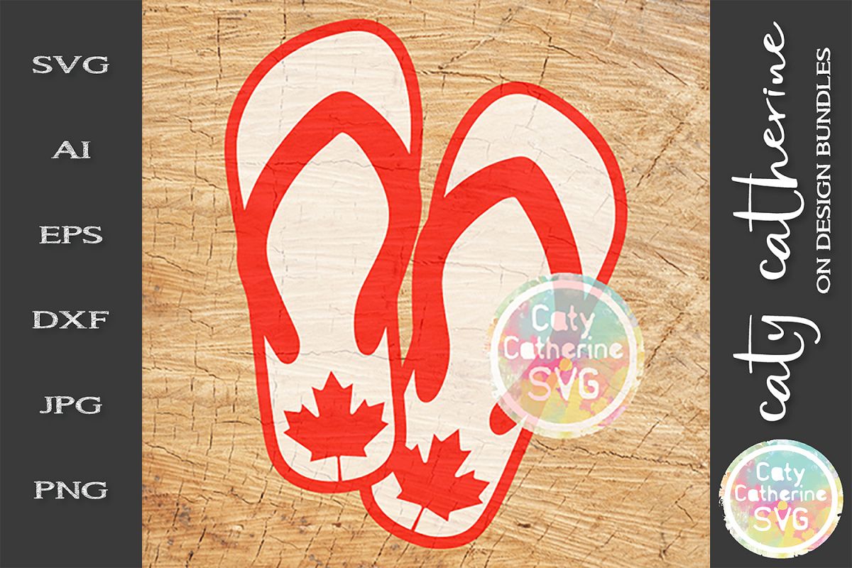 Canadian Maple Leaf Flip Flops Canada Day SVG Cut File example image 1
