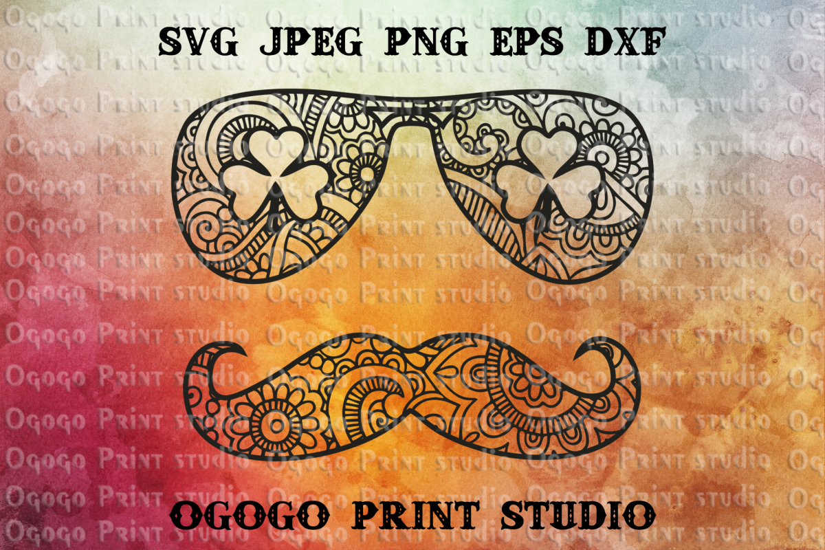 St Patrick's Mustache svg, Shamrock Svg, Zentangle SVG example image 1