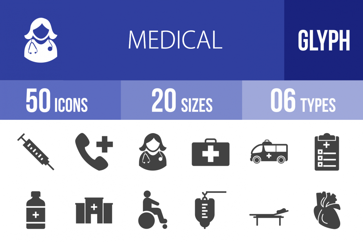 50 Medical Glyph Icons example image 1