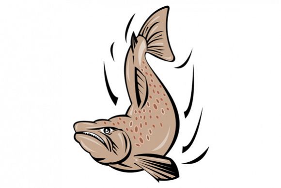Angry Salmon Fish Jumping Retro example image 1