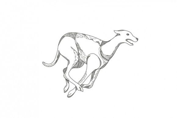 Greyhound Running Doodle Art example image 1