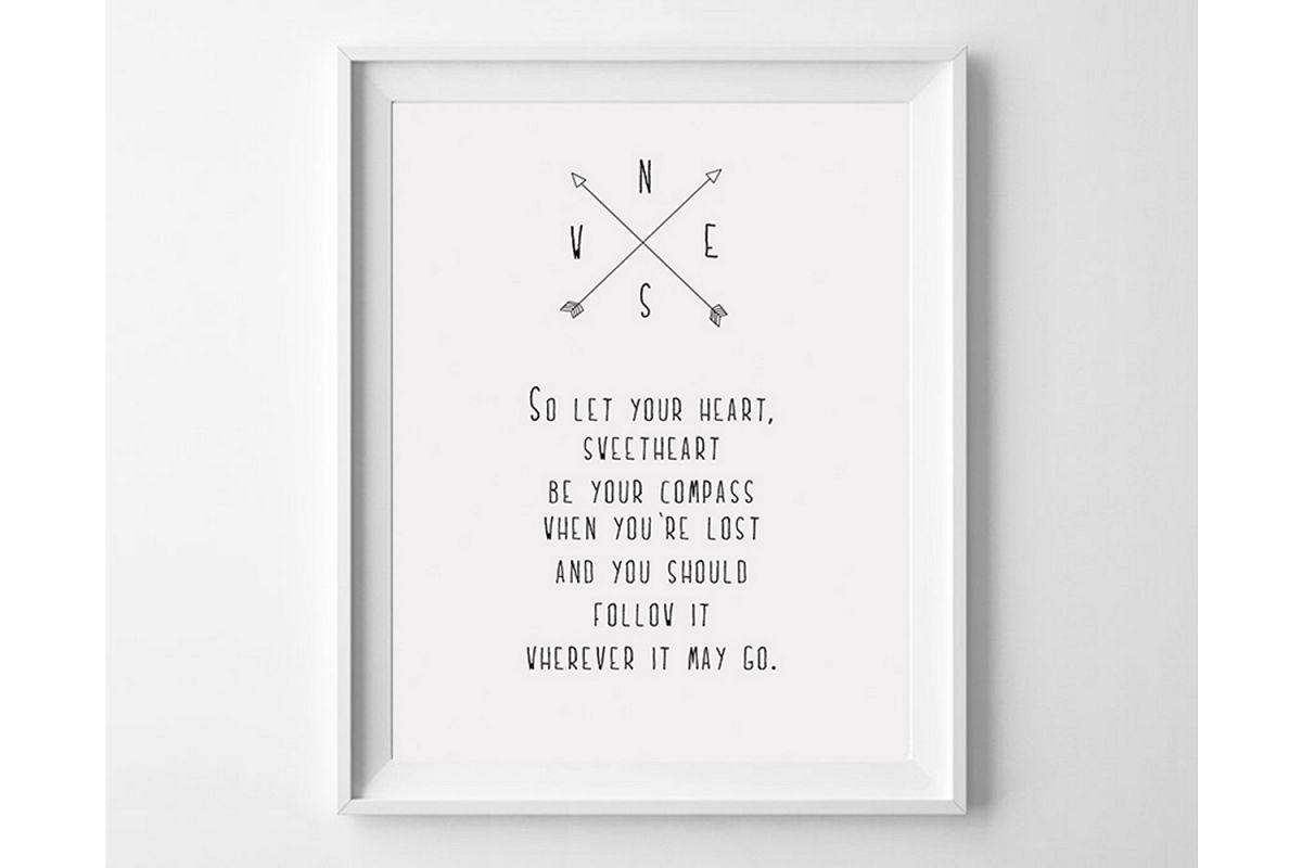 Compass Wall Art, Nursery Quote Print, Minimalist Nursery example image 1