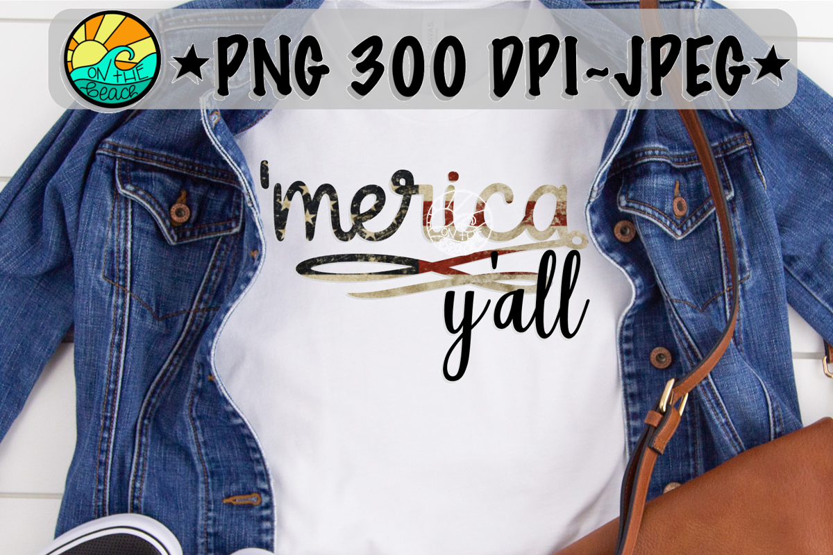 'merica Y'all - Red White Blue Glitter- PNG 300 DPI example image 1