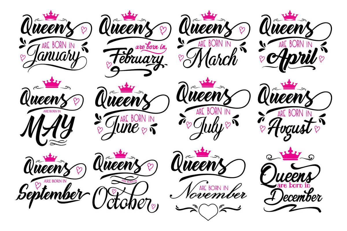 Queens are born in ... Every 12 months Svg,Dxf,Png,Jpg,Eps v example image 1