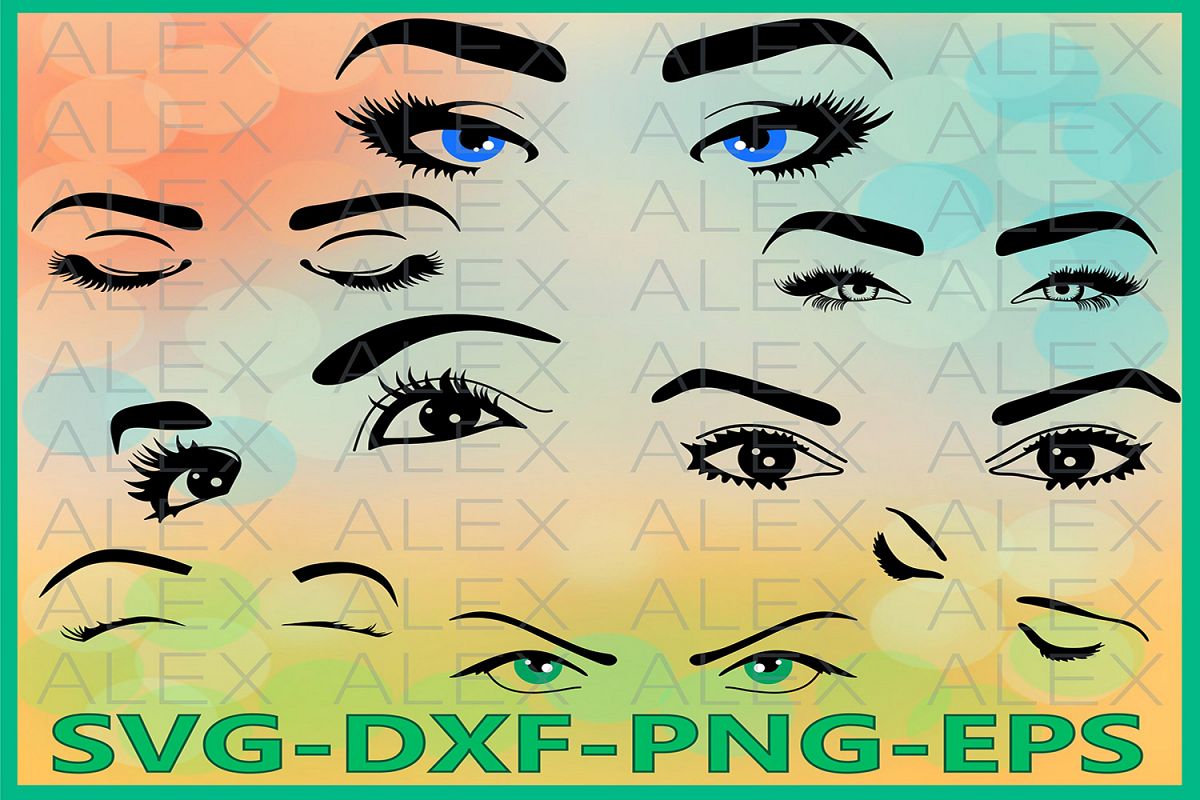 Eyelashes SVG, Eyes Svg, Eyebrow svg, Closed eyes example image 1