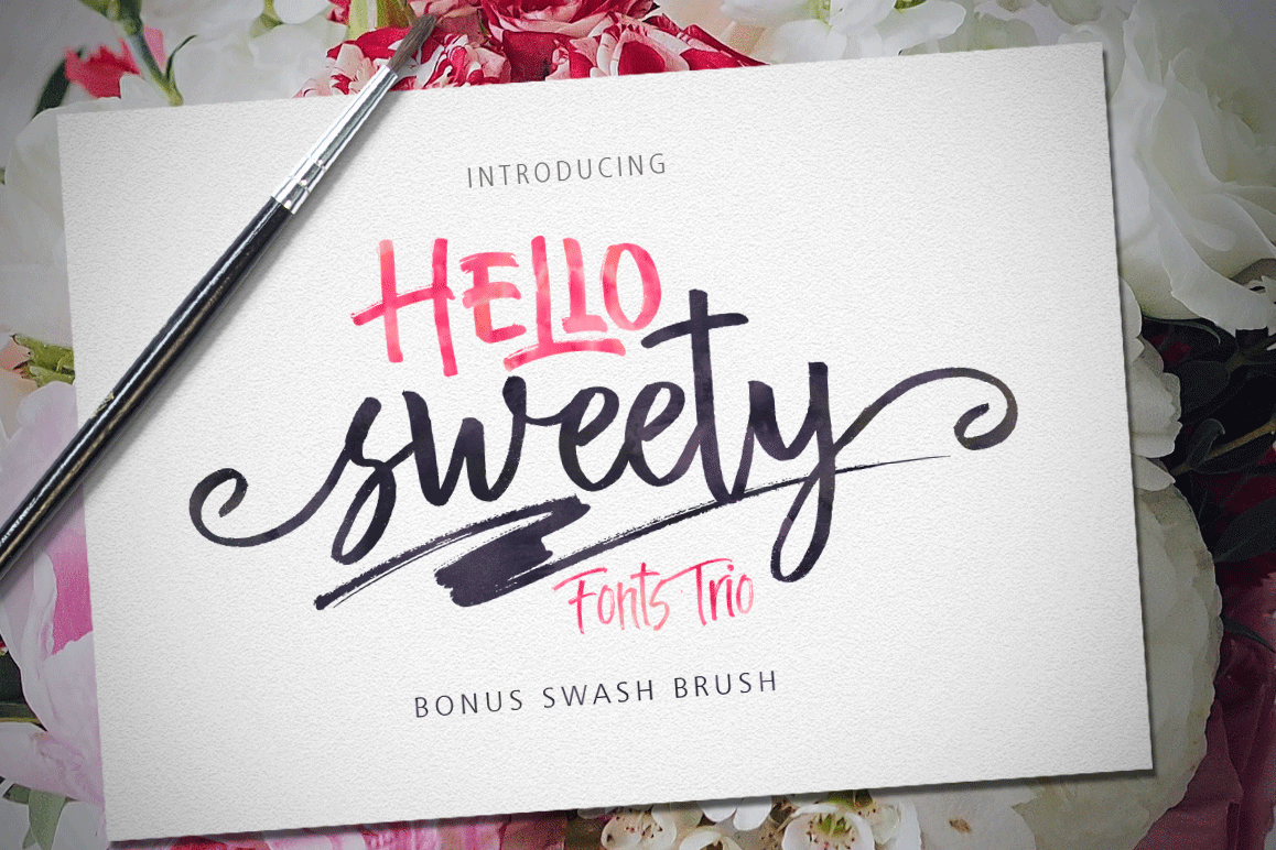 Hello Sweety (Fonts Trio+Swash) example image 1