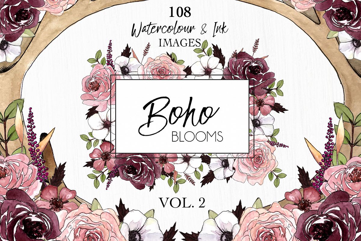Watercolor ClipArt Boho Blooms Vol.2 example image 1