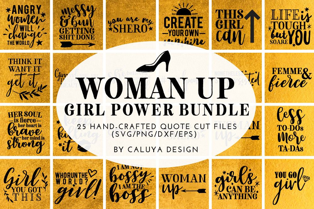 Woman Up Girl Power SVG Cut File Bundle example image 1