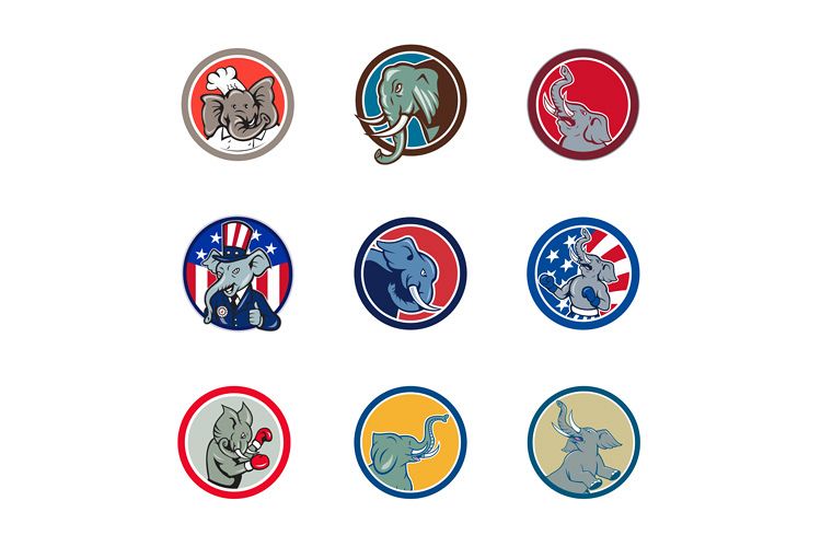 Elephant Head Mascot Circle example image 1