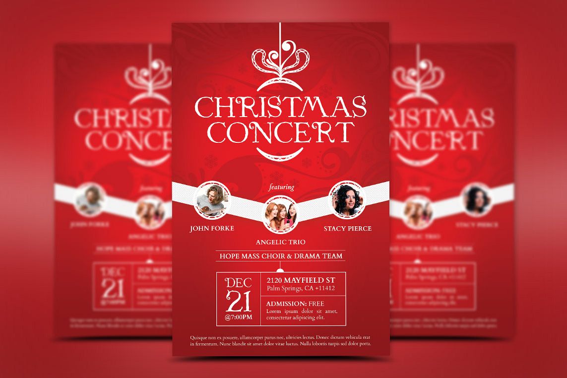 Red Christmas Concert Flyer Template example image 1