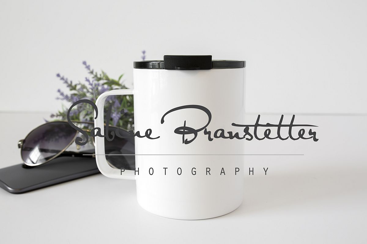 Styled Stock Photography White Insulated Coffee Mug Mockup example image 1
