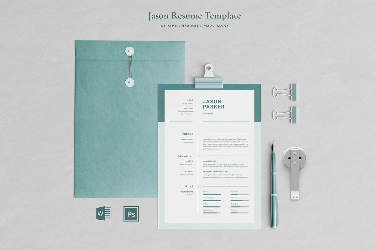 Jason Resume with Cover Letter Professional Template example image 1