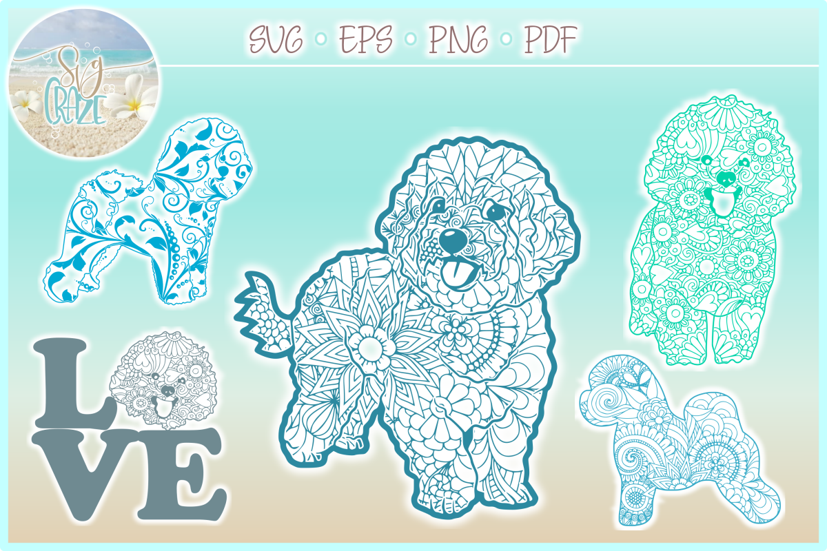Download Bichon Dog Mandala Zentangle Svg Dxf Eps Png Pdf Files (186304) | SVGs | Design Bundles