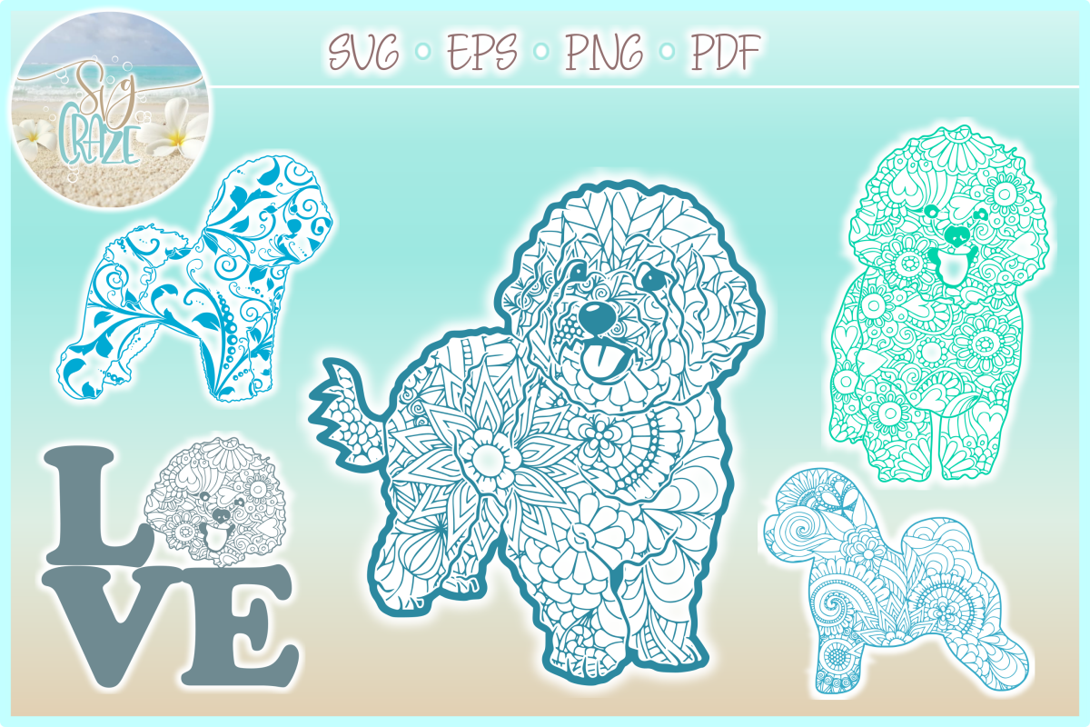 Bichon Dog Mandala Zentangle Svg Dxf Eps Png Pdf Files ...