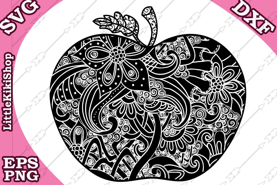 Zentangle Svg, Mandala Apple Svg, Doodle Apple Svg,Apple Svg