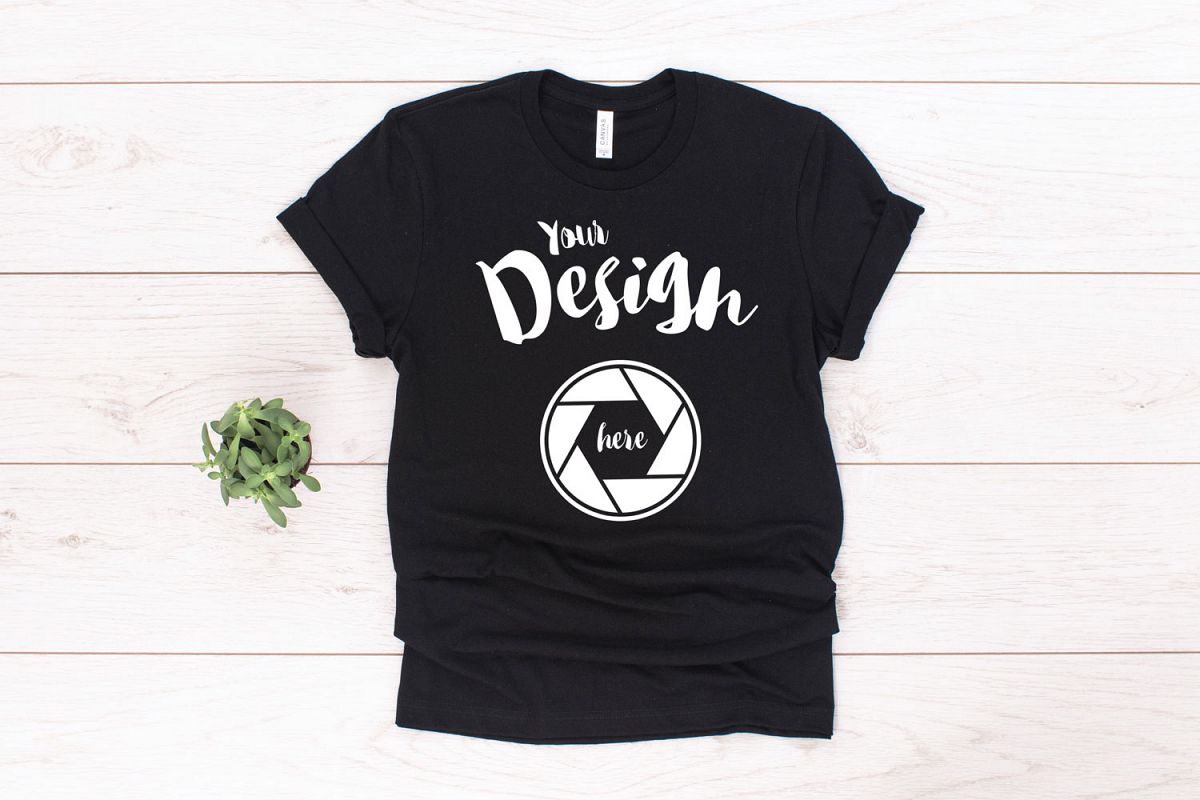 Black Bella Canvas 3001 T Shirt Mockup example image 1